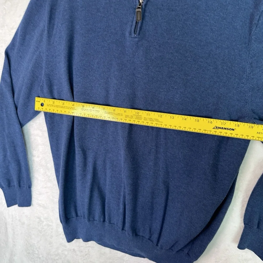 Jos A Bank Mens 1/4 Zip Size XL Blue Pima Cotton Sweater EUC